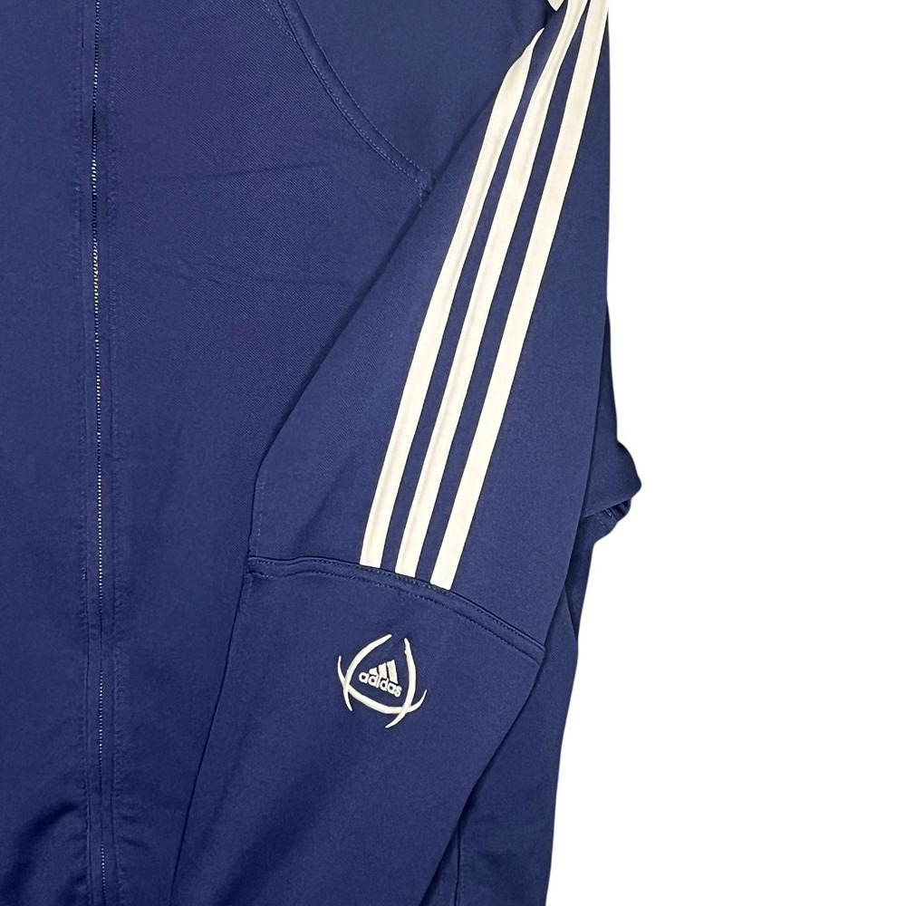 Adidas Track Jacket Navy Blue White Stripes Mens Fits Large Athletic Zip Up‎ VTG - Picture 12 of 12